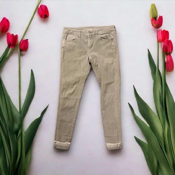 American Eagle Light Grey Jeggings AEO Sateen X4 Super Stretch - Picture 10 of 14